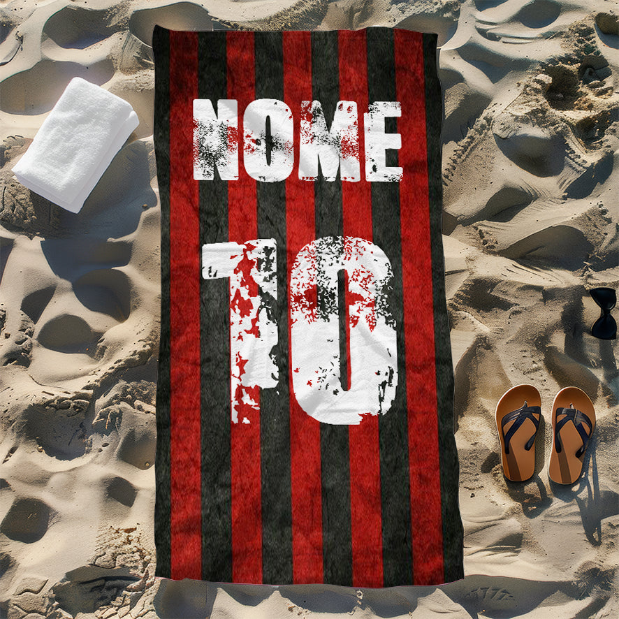 Telo Mare Rosso Nero Personalizzabile