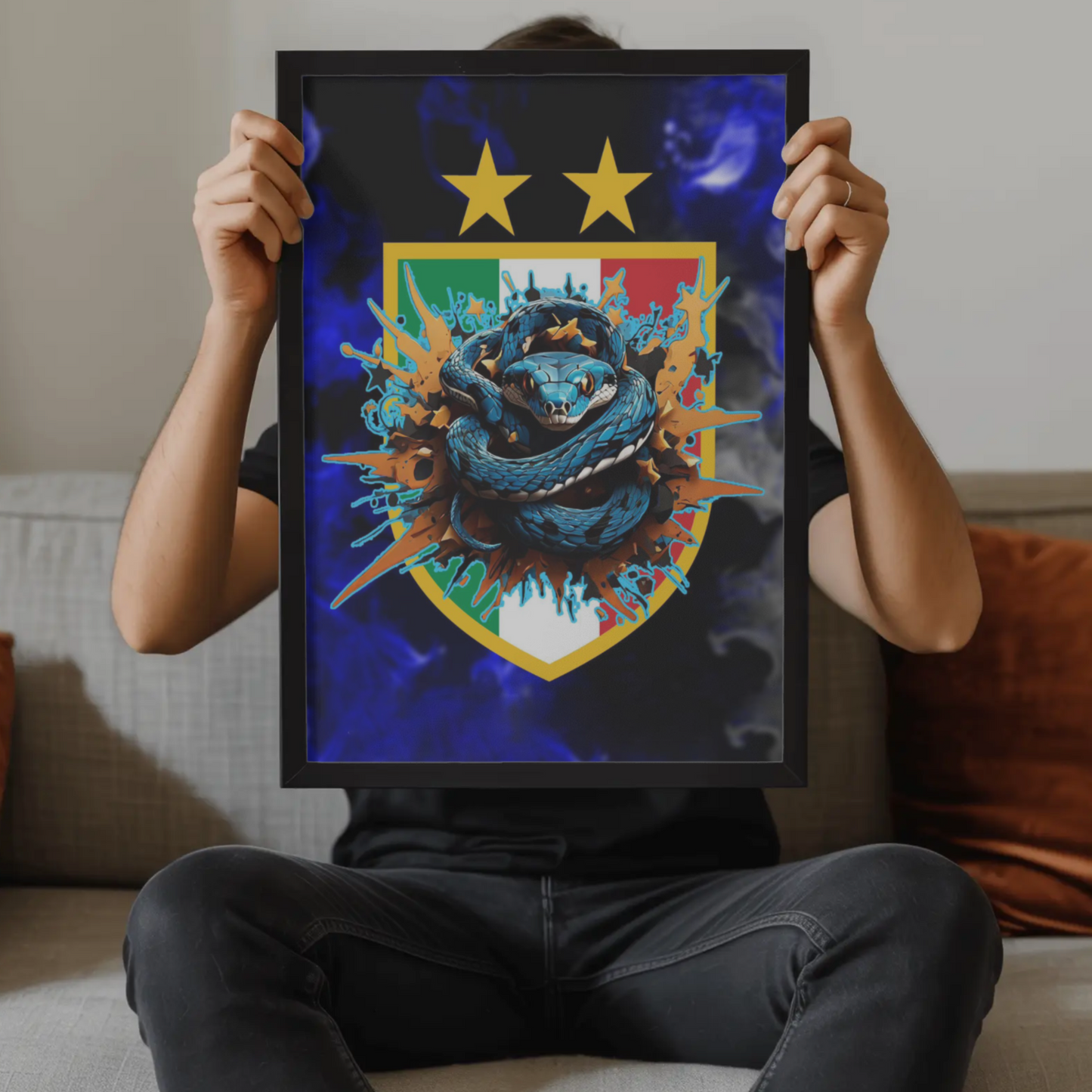 Poster Scudetto nero blu