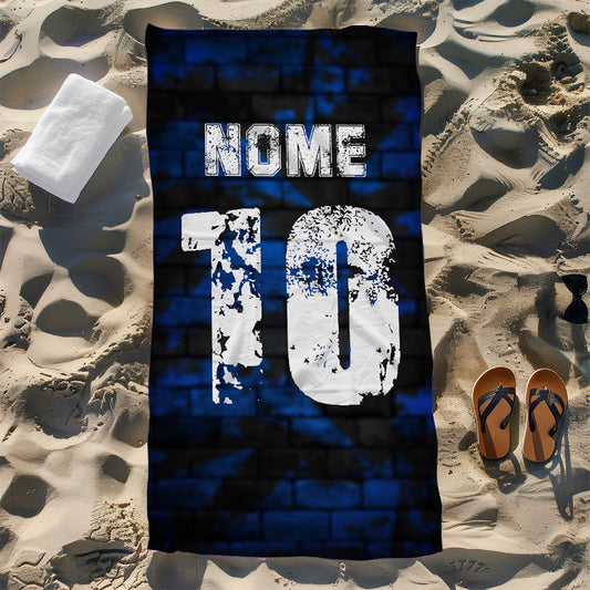 Telo Mare Nero azzurro Personalizzabile