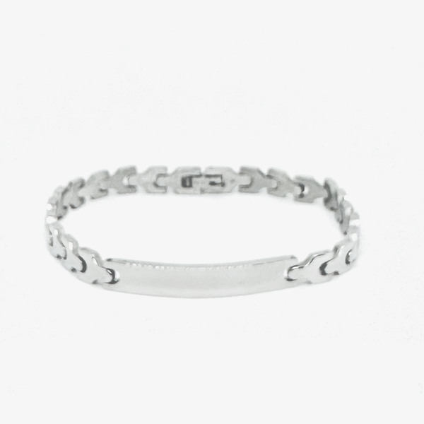 Bracciale Acciaio silver con piastra per incisione personalizzata